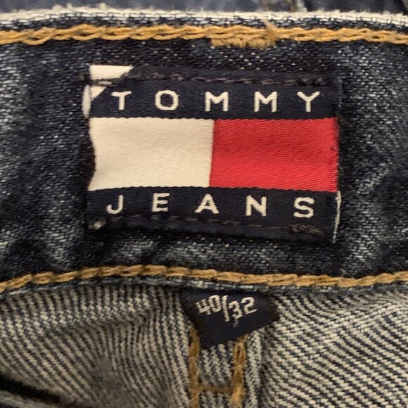 Tommy Hilfiger Denim Blue Jeans 40 x 32 Baggy Flag 90s Retro Y2K Vintage VTG - Picture 7 of 12